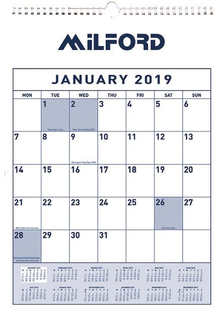Calendar 1 month to view. Wiro bound at head.