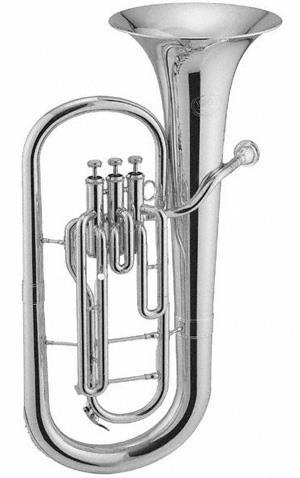 The trombone is played with the instrument held high in front of the mouth.