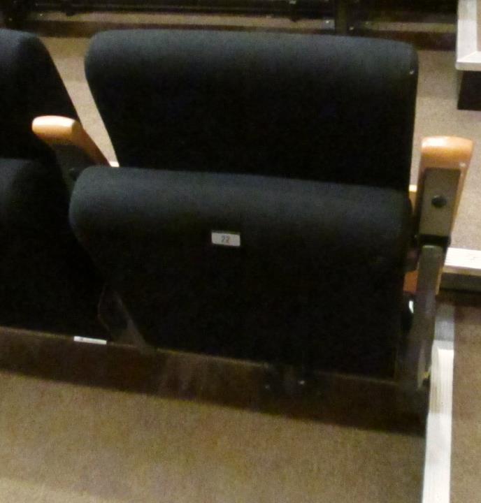 What will I feel: Black material on the chair Wooden armrest on the chair Handrail going up or down the stairs Wheelchair Seats There are 10 spaces available for people who use wheelchairs in Row D.