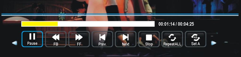 - Press navigation buttons to select the music file that want to play, and then press ENTER button to start playback.