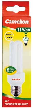 Energy Saving Lamps 3U 11 watt E27 3 U-type, warm-white light