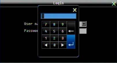 + To input password by mouse: click the password field to bring up the on-screen keyboard (see Figure 3-2 On-screen Keyboard). Click on each button to input the desired characters for the password.