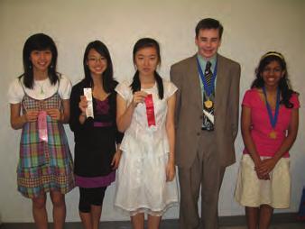 Winner, Grace Claire Cordes Sonata/Sonatina D,E: Left to Right: Catherine Feng (4th), Ariel Cheng (3rd), Ruiqi Feng (2nd), Joshua Banks