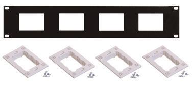 RACK ACCESSORIES GIOVE line cod. P4RC Rack panel 2U perforated, fitting 503 standard products mounting. Supplied with brackets and mounting frames. Colour RAL 9005. Metal frame. ULISSE line cod.