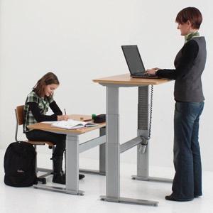Increased travel, from height 54 cm to height 119 cm Anti-squeeze-protection-system Integrated cable tray that also works as table top support The frame has a width of only 84 cm which makes the