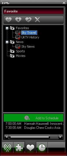 3.12 Favorite Management Add to favorite: In EPG_Channels window, select a channel and click or right click to add favorite.