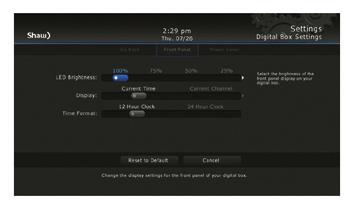 Video set up Select your default setting for video resolution including 720p, 1080i and 1080p.