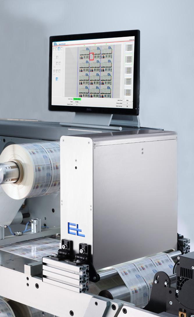 Application concepts SMARTSCAN in finishing +Simple + system integration in all standard rewinding and finishing machines +Inspection + speeds of up to 250 m / min +Precise + location of the defects