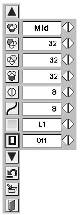 Contrast Press the Point 7 button to decrease the contrast and the Point 8 button to increase the contrast. (From 0 to 63.