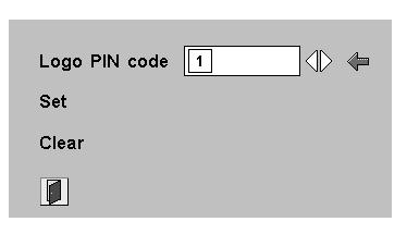 Setting Logo PIN code lock This function prevents an unauthorized person from changing the Logo setting. Off....... the Logo setting can be changed freely with the Logo function. (p40) On.