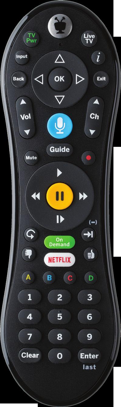REMOTE CONTROL QUICK REFERENCE VOICE REMOTE Note: Contact VU-IT for voice remote availability. The TIVO BUTTON takes you to the Home screen. If programmed, TV PWR turns your TV on or off.