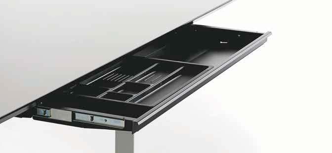 The drawer is easily fitted to the table top using 4 screws. Slimtray can be delivered with a high quality German lock included (locking system or electronic lock). ITEM NO.