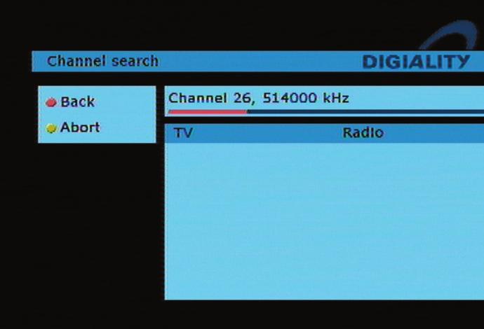 9. Channel search After the setting of the SCART output, the receiver will start searching for channels. The search can take up to 10 