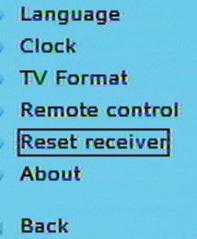 15. - continued RESET THE RECEIVER This will reset the receiver to factory adjustment. You now need to type in a code to reset the receiver.