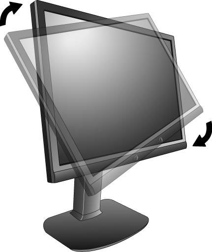2. Rotate the monitor 90 degrees clockwise as illustrated.