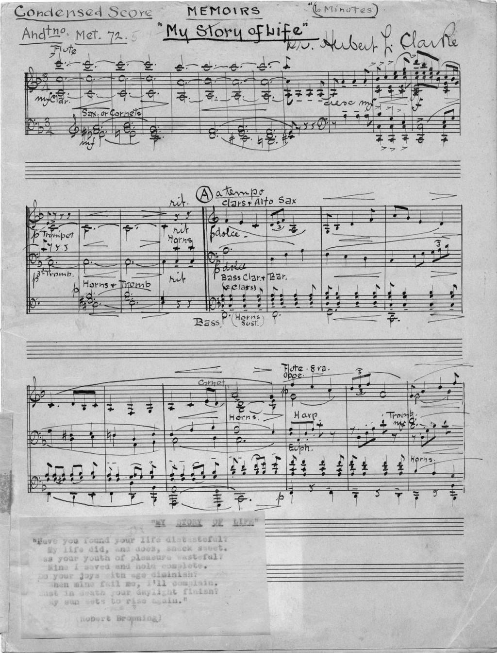Image 2 Conductor s Manuscript Score of Memoirs: My Story of Life, Herbert L.