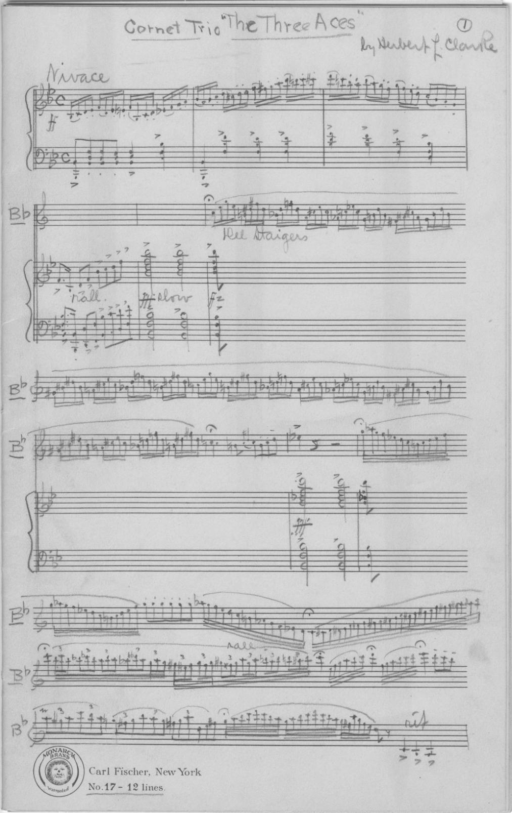 Image 4 Original Piano Manuscript Score of The Three Aces, Herbert L.