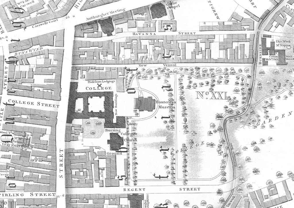 Map Collection Map showing the Hunterian Museum on the High Street 1822.
