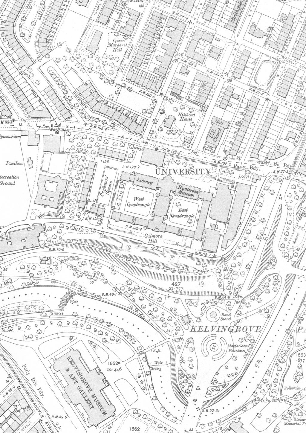 #ColorOurCollections Maps, Official Publications & Statistics Unit Map showing the Hunterian Museum in the Gilmorehill