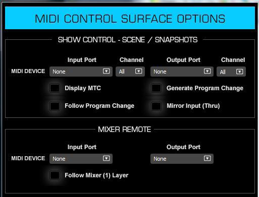 MIDI MIDI configuration is selected in the