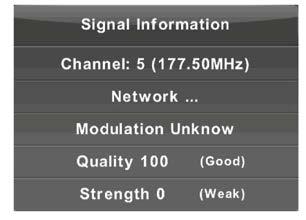 Signal Information (Informacije o signalu) Pritisnite / kako bi prikazali Informacije o signalu.