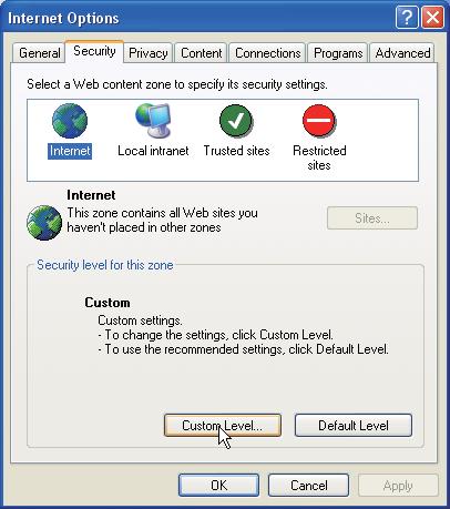 Web browser setting Examples: OS/Browsers Windows XP Professional Internet Explorer v.6.