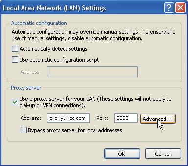 Chapter 5 Appendix Proxy setting Select Internet Options from Tools menu on the web browser and then select Connection tab and click LAN Settings button.