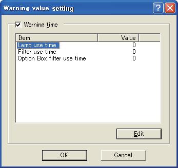 When setting multiple targets together, select targets with pressing "Shift" or "Control" key. 2 Select Warning value setting on the popup menu. The setting window will appear as the right figure.