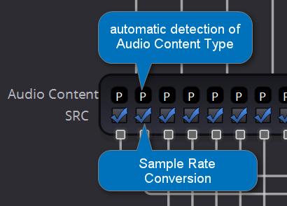 Audio Content Detection For every input AES channel, the content type is automatically detected and displayed in the APPolo GUI by a single upper-case Letter.