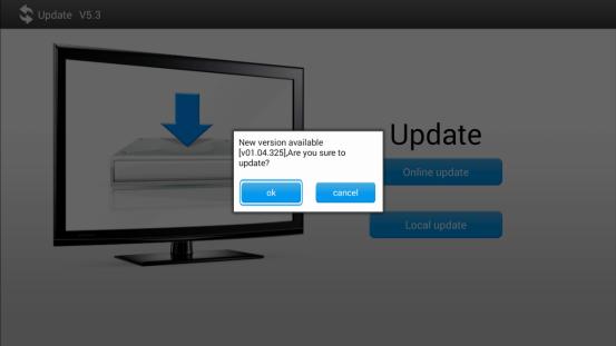 Click notification to download new software and upgrade the media box.