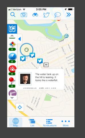 Twitter Integration IoT2cell can display tweets on a map.