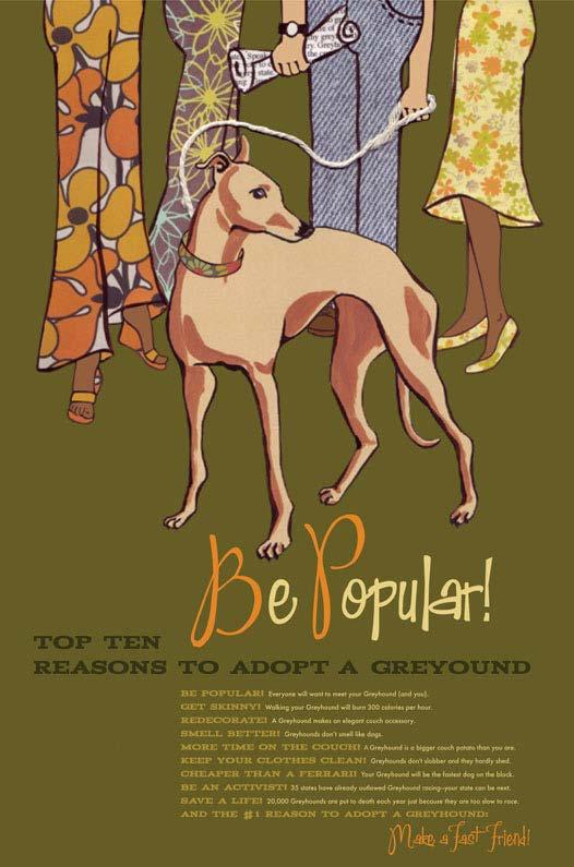 ILLUSTRATED CAMPAIGN ADOPT A GREYHOUND, Poster
