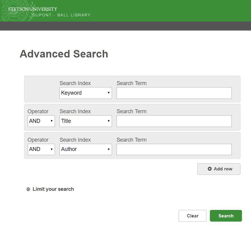 Search Limits Most electronic databases will allow the researcher to choose other options or limits for the search.