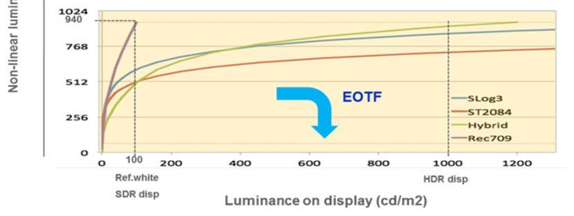 Scenereferred means that the system leaves the conversion of the digital code values to the display output light to the display.