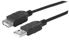 Extension Cable A Male / A Female, Black, Extends a USB cable length 3 m 390323 A Male / Mini-B