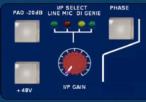 It accommodates both balanced and unbalanced input signals. The Gain is variable from -24dB to +24dB using the I/P Gain knob on the front panel.