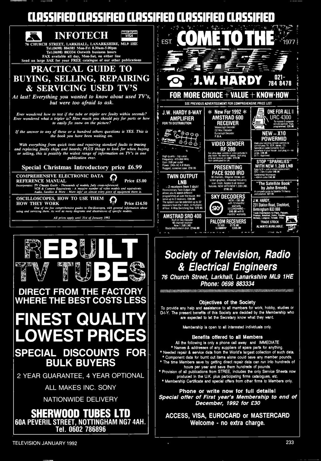 & SERVICING USED TV'S At last! Everything you wanted to know about used TV's, but were too afraid to ask. Ever wondered how to test if the tube or tripler are faulty within seconds?