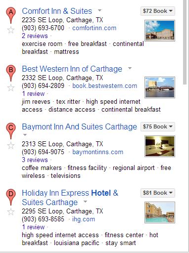 Accommodations Carthage has five major hotels, conveniently located on the loop.