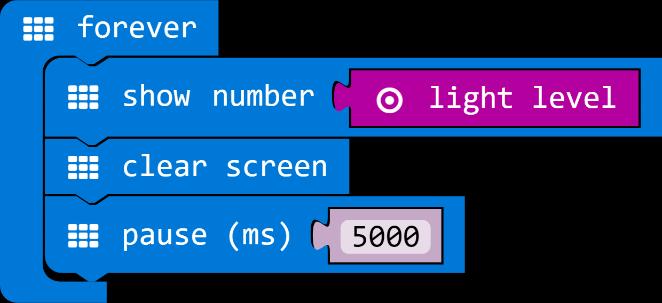 Zadatak 36: Isprogramiraj micro:bit tako da svakih 5 sekundi prikaže vrijednost koju očitava svjetlosni senzor.