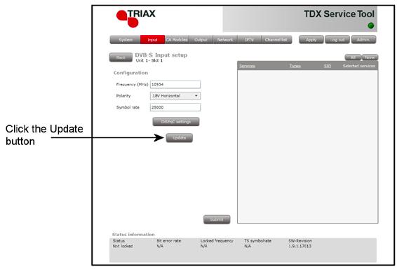 TDX Service Tool Click the Update button to