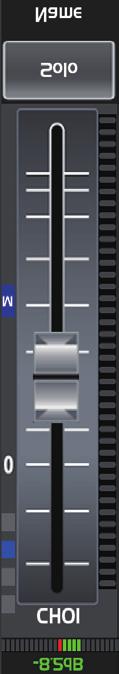 This long fader can control level of all input and output channels in this screen, but for one selected channel at one time, all its control will change