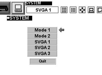 CURRENT MODE DISPLAY When selecting the Computer Mode, the Current Mode display appears. It shows the information of the computer of the mode selected.