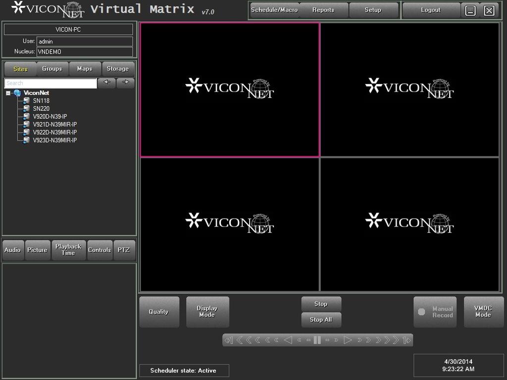 The ViconNet VMDC enables you to define several types of information to be displayed as text in the center of a remote monitor display location.