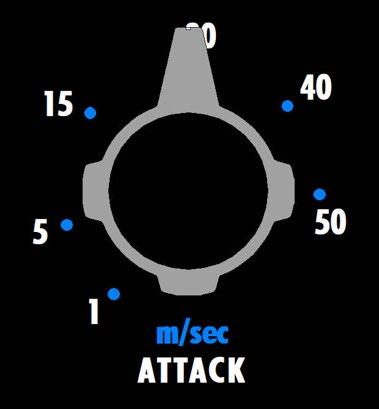 ATTACK: Sets the time it takes the compressor to react when the level exceeds the set THRESHold.