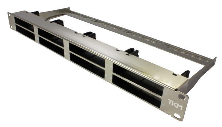 Patch panel Type of patch panel: Capacity: Type of mounting: Materials: Electrical connection (earthing) to the frame: Patch panel for modular cassette technology max.