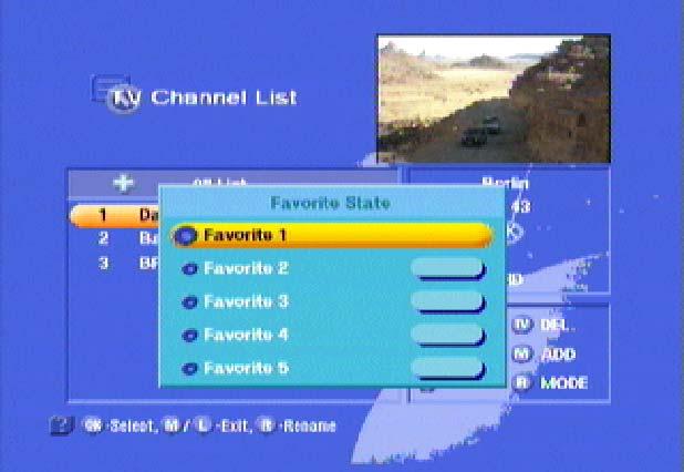 Channel Overview cursor buttons. You can also use the number buttons to enter the required channel number. The list for choosing the favourite channels is shown by pressing the button.