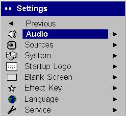Using the menus To open the menus, press the Menu button on the keypad or remote. (The menus automatically close after 60 seconds if no buttons are pressed.) The Main menu appears.