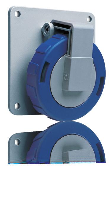 Panel mounted socket outlets Unified angled flange 16 A, IP 67 Watertight Plastic enclosure (PBT). Cable area 1.5-4 mm 2 oltage 32 A, IP 67 Watertight Plastic enclosure (PBT). Cable area 2.