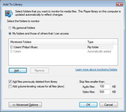 In the Add To Library window the newly added folder is shown.
