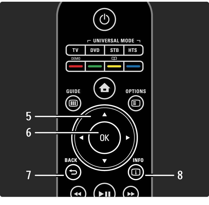 2.1.1 Remote control overview 2/6 5 Navigation key To navigate up, down, left or right. 6 OK key To open or close the channel overview. To activate a selection.